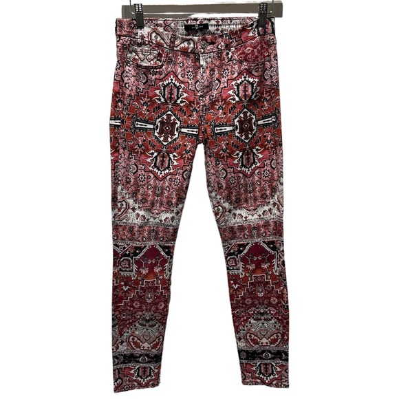 7 For All Mankind Ankle Skinny Olympia Mosaic Print Jeans Size 27 - Picture 5 of 15